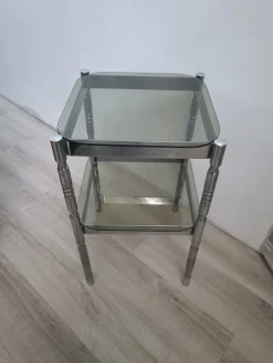 Clearance Pamono Metal and Smoked Glass Side Table, 1970s