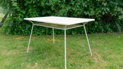Pamono Metal Garden Table with Newspaper Shelf, 1950s> Garden Tables