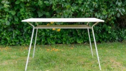 Pamono Metal Garden Table with Newspaper Shelf, 1950s> Garden Tables