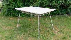 Pamono Metal Garden Table with Newspaper Shelf, 1950s><noscript><img width=