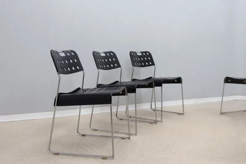 Pamono Metal Omstak Chairs by Rodney Kinsman for Bieffeplast, 1970s, Set of 6> Side Chairs & Dining Chairs