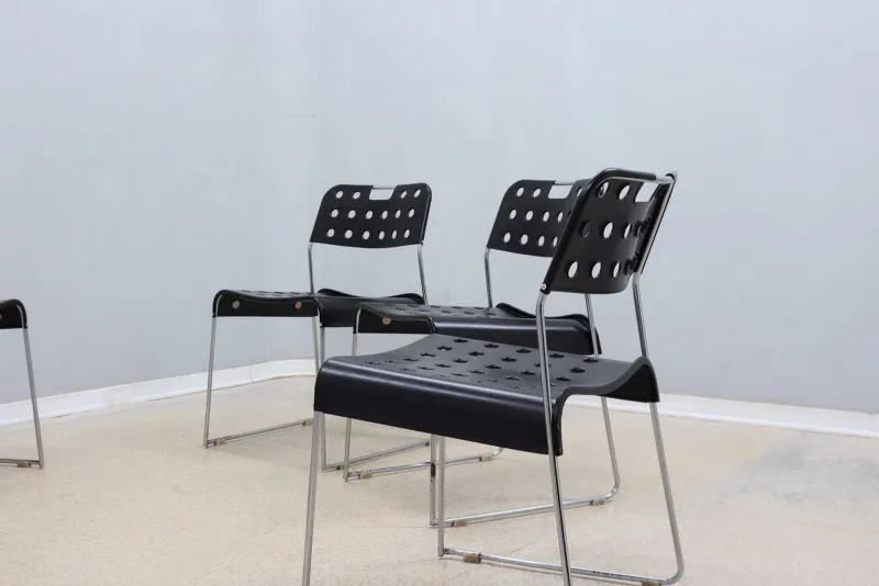 Pamono Metal Omstak Chairs by Rodney Kinsman for Bieffeplast, 1970s, Set of 6> Side Chairs & Dining Chairs