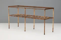 Pamono Metal Table with Glass Top, 1930s> Garden Tables