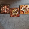 Pamono Metal Wall Flowers, 1980s, Set of 3> Wall Decor