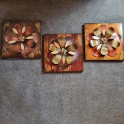 Pamono Metal Wall Flowers, 1980s, Set of 3><noscript><img width=