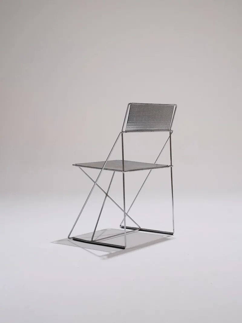 Pamono Metal X-Lines Chair attributed to Niels Jørgen Haugesen, 1970s> Side Chairs & Dining Chairs