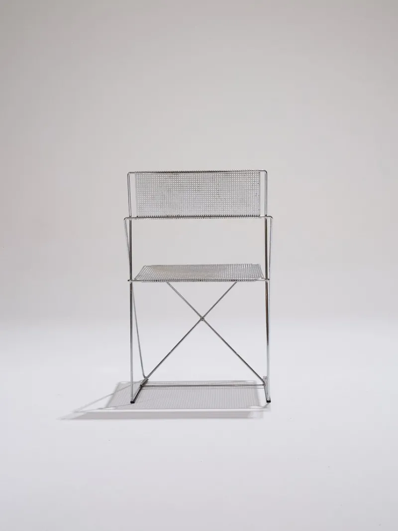 Pamono Metal X-Lines Chair attributed to Niels Jørgen Haugesen, 1970s> Side Chairs & Dining Chairs