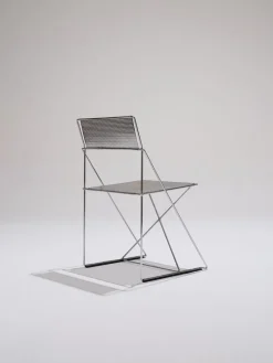 Pamono Metal X-Lines Chairs attributed to Niels Jørgen Haugesen, 1970s, Set of 4> Side Chairs & Dining Chairs