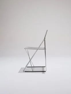 Pamono Metal X-Lines Chairs attributed to Niels Jørgen Haugesen, 1970s, Set of 4><noscript><img width=