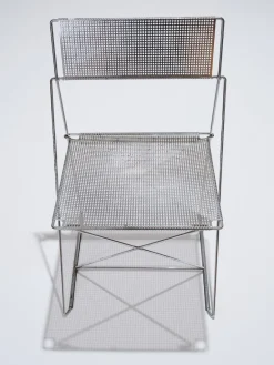 Pamono Metal X-Lines Chairs attributed to Niels Jørgen Haugesen, 1970s, Set of 4><noscript><img width=