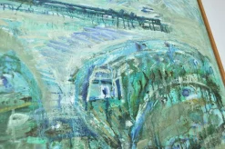 Sale Pamono Mette Birckner, Abstract Impressionist Turquoise Town with Animals, 2018, Oil on Canvas