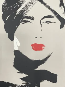 Pamono Michel Canetti, Woman with Red Lipstick, 1980s, Screen Print><noscript><img width=