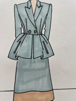 Pamono Michel Goma, Fashion Drawing, 1980s, Felt-Tipped Pen><noscript><img width=