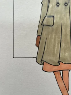 Best Pamono Michel Goma, Fashion Drawing, 1980s, Felt-Tipped Pen Drawing