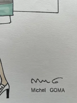 Sale Pamono Michel Goma, Fashion Drawing, 1980s, Felt-Tipped Pen