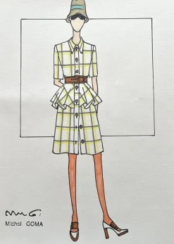 Pamono Michel Goma, Fashion Drawing, 1980s, Felt-Tipped Pen> Work On Paper