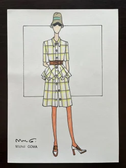 Pamono Michel Goma, Fashion Drawing, 1980s, Felt-Tipped Pen> Work On Paper