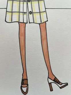 Pamono Michel Goma, Fashion Drawing, 1980s, Felt-Tipped Pen><noscript><img width=