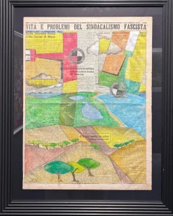 Clearance Pamono Michele Falanga, Futurist Aeropittura, 1933, Mixed Media on Newspaper
