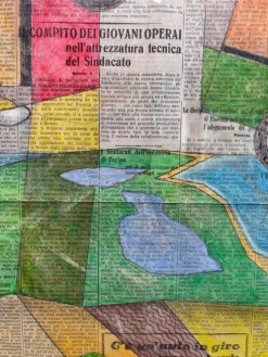 Clearance Pamono Michele Falanga, Futurist Aeropittura, 1933, Mixed Media on Newspaper