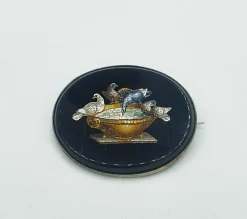Pamono Micromosaic Plinys Doves Brooch, 1860s><noscript><img width=