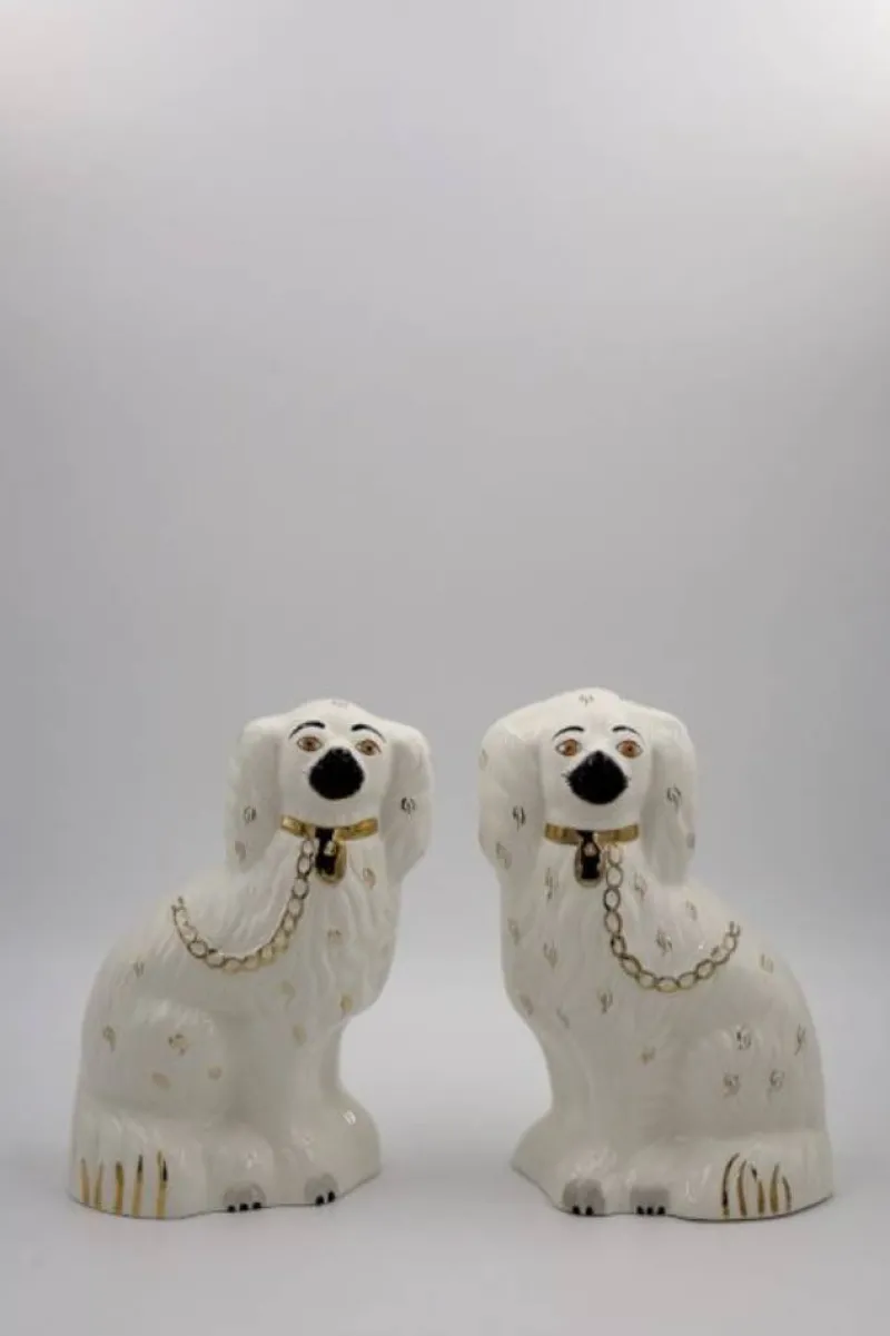 Pamono Mid Century Staffordshire Ceramic Spaniel Mantle Dogs from Beswick England, 1960s, Set of 2> Mid-Century