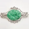 Pamono Mid-Century 18 Karat White Gold Brooch with Jade and Diamonds, Italy, 1950s> Brooches