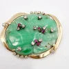 Pamono Mid-Century 18 Karat Yellow Gold Brooch with Jade, Diamonds and Rubies, Italy, 1950s> Brooches