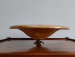 Outlet Pamono Mid-Century Alabaster Bowl with Bronze Base from Bronze Véritable, France, 1950s