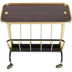Pamono Mid-Century Aluminum and Formica Trolley Magazine Rack by Ico and Luisa Parisi for MB, 1960s> Magazine Racks