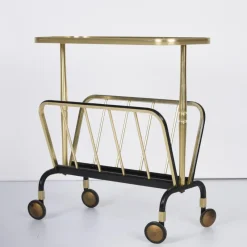 Pamono Mid-Century Aluminum and Formica Trolley Magazine Rack by Ico and Luisa Parisi for MB, 1960s><noscript><img width=