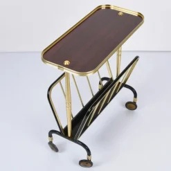 Pamono Mid-Century Aluminum and Formica Trolley Magazine Rack by Ico and Luisa Parisi for MB, 1960s><noscript><img width=
