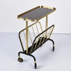 Pamono Mid-Century Aluminum and Formica Trolley Magazine Rack by Ico and Luisa Parisi for MB, 1960s><noscript><img width=