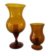Pamono Mid-Century Amber Bubble Glass Photophores or Candleholders from Biot, France, 1960s, Set of 2> Candleholders