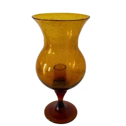 Pamono Mid-Century Amber Bubble Glass Photophores or Candleholders from Biot, France, 1960s, Set of 2><noscript><img width=