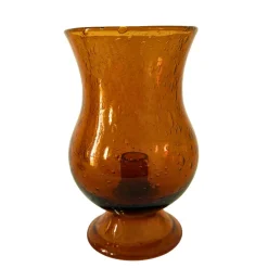 Pamono Mid-Century Amber Bubble Glass Photophores or Candleholders from Biot, France, 1960s, Set of 2><noscript><img width=