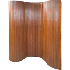 Pamono Mid-Century Art Deco French Self-Supporting Wooden Screen attributed to Baumann, 1950s> Room Dividers & Screens