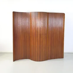 Pamono Mid-Century Art Deco French Self-Supporting Wooden Screen attributed to Baumann, 1950s><noscript><img width=