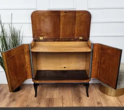 Pamono Mid-Century Art Deco Italian Forest Wildlife Carved Wood Dry Bar Cabinet, 1960s><noscript><img width=