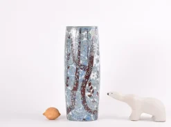 Outlet Pamono Mid-Century Baca Floor Vase in Ceramic with Blue and White Flower Decor by Johanne Gerber for Royal Copenhagen, Denmark, 1970s