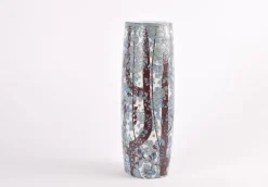 Outlet Pamono Mid-Century Baca Floor Vase in Ceramic with Blue and White Flower Decor by Johanne Gerber for Royal Copenhagen, Denmark, 1970s