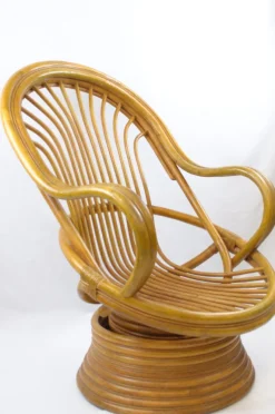 Pamono Mid-Century Bambo Swivel Rocking Chair, 1970s> Rocking Chairs