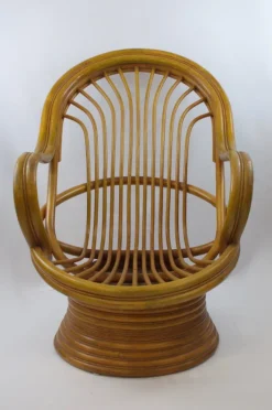 Pamono Mid-Century Bambo Swivel Rocking Chair, 1970s><noscript><img width=