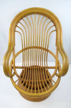Pamono Mid-Century Bambo Swivel Rocking Chair, 1970s><noscript><img width=