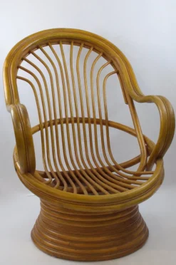 Pamono Mid-Century Bambo Swivel Rocking Chair, 1970s><noscript><img width=