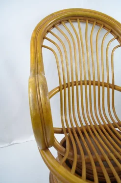 Pamono Mid-Century Bambo Swivel Rocking Chair, 1970s><noscript><img width=