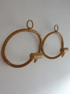 Pamono Mid-Century Bamboo Double Coat Rack><noscript><img width=
