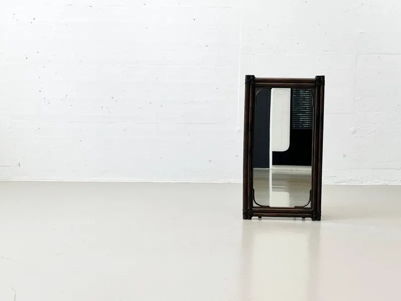 New Pamono Mid-Century Bamboo Mirror, Italy, 1950s