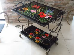 Pamono Mid-Century Bar Cart with Vallauris Tiles, 1950s> Serving Bar Carts & Trolleys