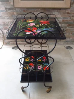 Pamono Mid-Century Bar Cart with Vallauris Tiles, 1950s><noscript><img width=